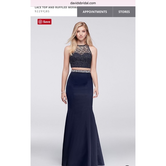 Navy Blue two-piece prom dress! - Picture 6 of 7